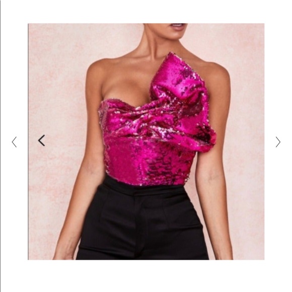 House of CB HOT PINK SEQUIN BODYSUIT - Picture 2 of 6